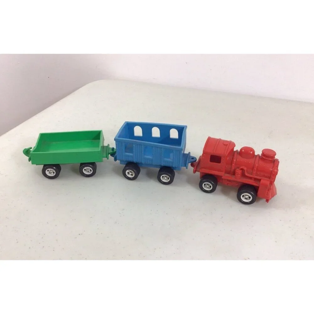 Vintage Plastic Toy Train Set Galinite Sweden 3 Cars